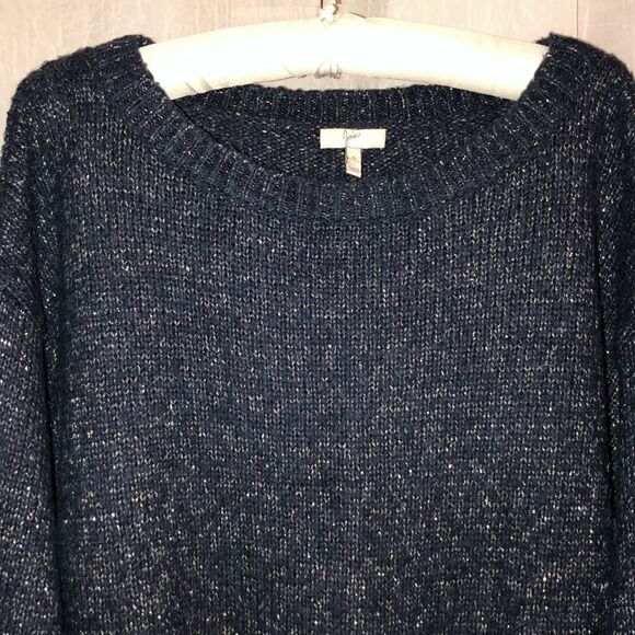 Joie S Indigo Blue Silver Metallic Knit Alpaca Blend Pullover Sweater - Picture 5 of 14